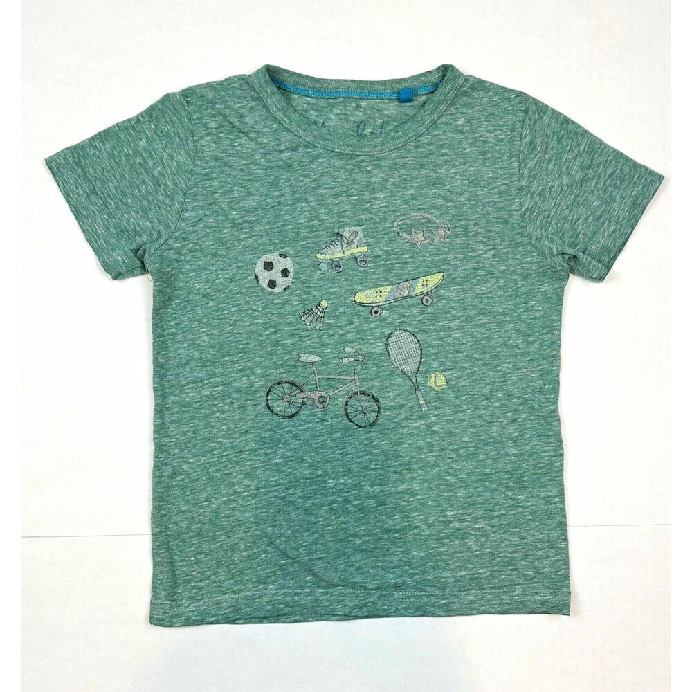 Mini Boden Boys T-Shirt Green Sports Graphic Print Size 4-5 Yrs